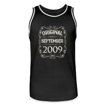 Millésime - Original depuis l’anniversaire de septembre 2009 - Maillot de basket Homme - noir/blanc - Devant - AI Model Male 185 dark (185cm)