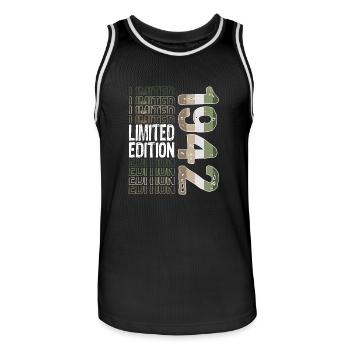 Limited Edition seit 1942 Geburtstag Vintage 1942 - Männer Basketball-Trikot - Schwarz/Weiß - Vorne - AI Model Male 185 dark (185cm)