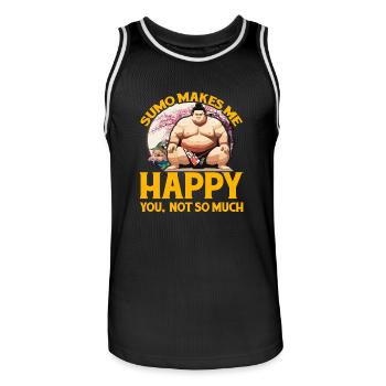 Sumo makes me Happy you not so much - Men's Basketball Jersey - black/white - Front - AI Model Male 185 dark (185cm)
