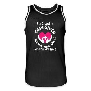 I Became A Caregiver Because Funny Nurse Caregive - Maillot de basket Homme - noir/blanc - Devant - AI Model Male 185 dark (185cm)