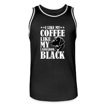 J’aime mon café comme mon labrador. Propriétaire de Black Lab - Maillot de basket Homme - noir/blanc - Devant - AI Model Male 185 dark (185cm)
