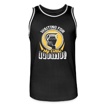 Aquarius Waiting For My Little Aquarius - Men's Basketball Jersey - black/white - Front - AI Model Male 185 dark (185cm)