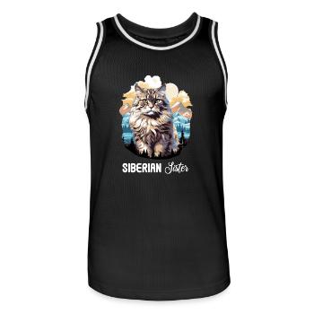 Chat Sibérien Sibirische Katze - Maillot de basket Homme - noir/blanc - Devant - AI Model Male 185 dark (185cm)