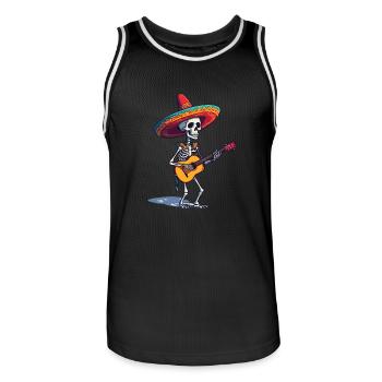 Guitariste squelette mariachi mexicain - Maillot de basket Homme - noir/blanc - Devant - AI Model Male 185 dark (185cm)