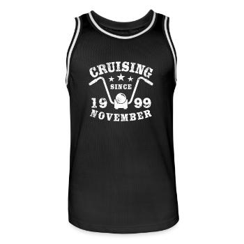 Cruising Biker Birthday November 1999 Motorcycle - Men's Basketball Jersey - black/white - Front - AI Model Male 185 dark (185cm)