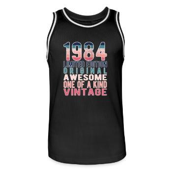 Edition limitée depuis 1984 Anniversaire Millésime 1984 - Maillot de basket Homme - noir/blanc - Devant - AI Model Male 185 dark (185cm)