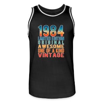 Edition limitée depuis 1984 Anniversaire Millésime 1984 - Maillot de basket Homme - noir/blanc - Devant - AI Model Male 185 dark (185cm)