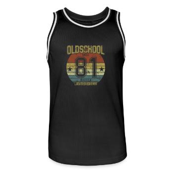 March 1981 - Birthday in March Oldschool - Men's Basketball Jersey - black/white - Front - AI Model Male 185 dark (185cm)