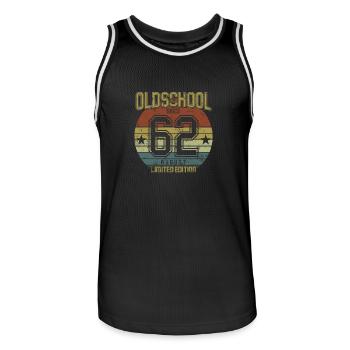 August 1962 - Geburtstag im August Oldschool - Männer Basketball-Trikot - Schwarz/Weiß - Vorne - AI Model Male 185 dark (185cm)