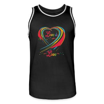 Love is Love LGBTQ LGBTQIA Pride Design Regenbogen - Männer Basketball-Trikot - Schwarz/Weiß - Vorne - AI Model Male 185 dark (185cm)