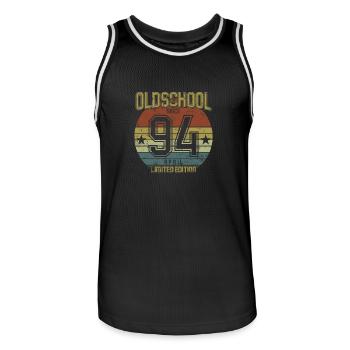 April 1994 - Geburtstag im April Oldschool - Männer Basketball-Trikot - Schwarz/Weiß - Vorne - AI Model Male 185 dark (185cm)
