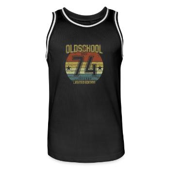Janvier 1974 - Anniversaire en janvier Oldschool - Maillot de basket Homme - noir/blanc - Devant - AI Model Male 185 dark (185cm)