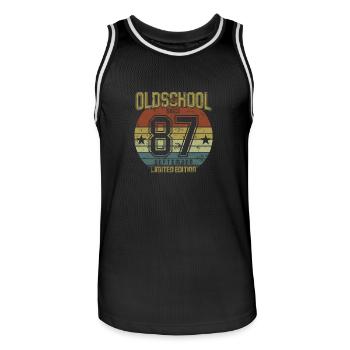September 1987 - Birthday in September Oldschool - Men's Basketball Jersey - black/white - Front - AI Model Male 185 dark (185cm)