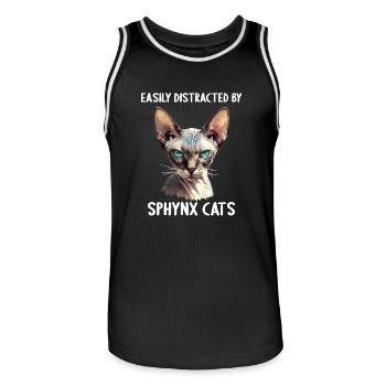 Chaton Sphynx Chat Sphynx - Maillot de basket Homme - noir/blanc - Devant - AI Model Male 185 dark (185cm)