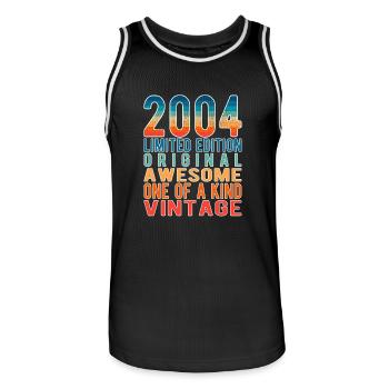 Limited Edition seit 2004 Geburtstag Vintage 2004 - Männer Basketball-Trikot - Schwarz/Weiß - Vorne - AI Model Male 185 dark (185cm)