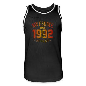 August 1992 - Geburtstag im August Awesome - Männer Basketball-Trikot - Schwarz/Weiß - Vorne - AI Model Male 185 dark (185cm)