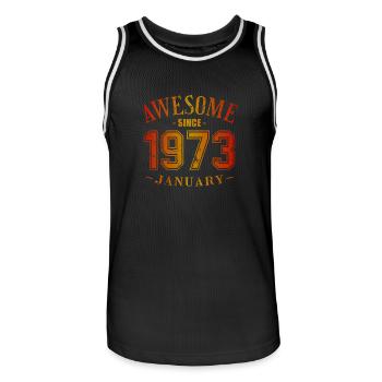 January 1973 - Geburtstag im Januar Awesome - Männer Basketball-Trikot - Schwarz/Weiß - Vorne - AI Model Male 185 dark (185cm)