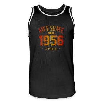 Avril 1956 - Anniversaire en avril Génial - Maillot de basket Homme - noir/blanc - Devant - AI Model Male 185 dark (185cm)