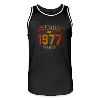 Mars 1977 - Anniversaire en mars Génial - Maillot de basket Homme - noir/blanc - Devant - AI Model Male 185 dark (185cm)
