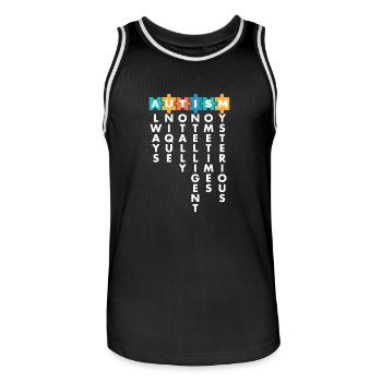 Pièce de puzzle du Mois de la sensibilisation à l’autisme - Maillot de basket Homme - noir/blanc - Devant - AI Model Male 185 dark (185cm)