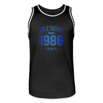 April 1986 - Geburtstag im April Awesome - Männer Basketball-Trikot - Schwarz/Weiß - Vorne - AI Model Male 185 dark (185cm)
