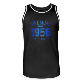 Août 1956 - Anniversaire en août Génial - Maillot de basket Homme - noir/blanc - Devant - AI Model Male 185 dark (185cm)