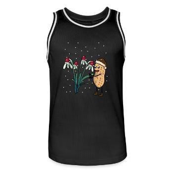 Erdnuss Frühling Schnee Garten Blumen Frost - Männer Basketball-Trikot - Schwarz/Weiß - Vorne - AI Model Male 185 dark (185cm)