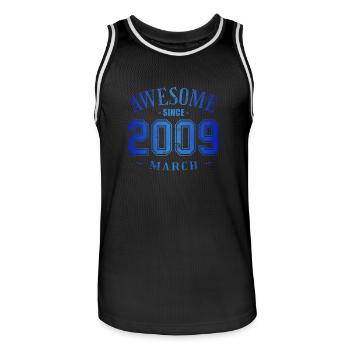 March 2009 - Birthday in March Awesome - Men's Basketball Jersey - black/white - Front - AI Model Male 185 dark (185cm)