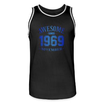 November 1969 - Geburtstag im November Awesome - Männer Basketball-Trikot - Schwarz/Weiß - Vorne - AI Model Male 185 dark (185cm)