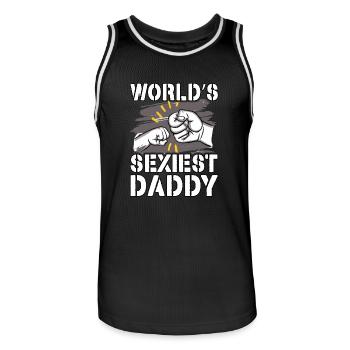 World's sexiest Daddy - Men's Basketball Jersey - black/white - Front - AI Model Male 185 dark (185cm)