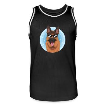 German Shepherd Dog Gift German Shepherd Dog Gift - Men's Basketball Jersey - black/white - Front - AI Model Male 185 dark (185cm)