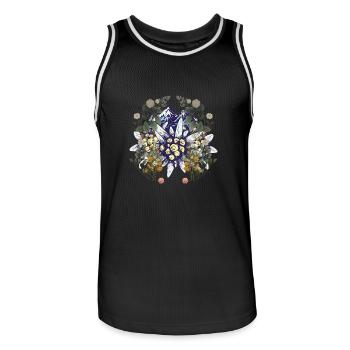 Alpes Montagnes Montagnes Nature Fleurs Nature Amoureux de la Nature - Maillot de basket Homme - noir/blanc - Devant - AI Model Male 185 dark (185cm)