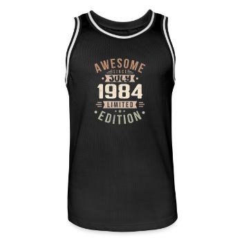 Juli 1984 Geburtstag Juli 1984 Geburtstagsgeschenk - Männer Basketball-Trikot - Schwarz/Weiß - Vorne - AI Model Male 185 dark (185cm)