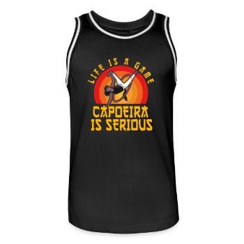 Das Leben ist ein Spiel Capoeira ist ernst - Männer Basketball-Trikot - Schwarz/Weiß - Vorne - AI Model Male 185 dark (185cm)