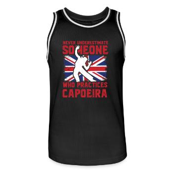 Never underestimate someone who practices Capoeira - Men's Basketball Jersey - black/white - Front - AI Model Male 185 dark (185cm)
