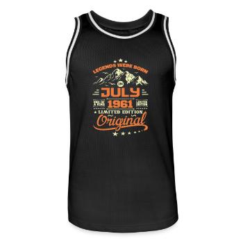 July 1961 Birthday Gift July 1961 - Men's Basketball Jersey - black/white - Front - AI Model Male 185 dark (185cm)
