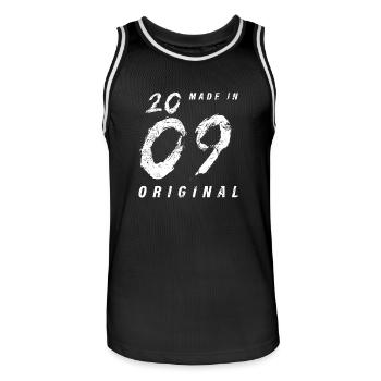 Made In 2009 Original Birthday Grunge Distressed - Men's Basketball Jersey - black/white - Front - AI Model Male 185 dark (185cm)