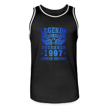 Legends were born in December 1997 Birthday - Men's Basketball Jersey - black/white - Front - AI Model Male 185 dark (185cm)