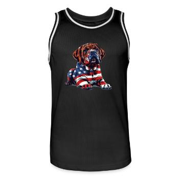 Bullmastiff chien 4 juillet drapeau américain cadeaux - Maillot de basket Homme - noir/blanc - Devant - AI Model Male 185 dark (185cm)