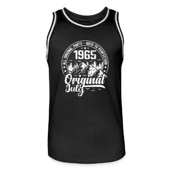 juillet 1965 Original:59 Ans Cadeau d'Anniversaire - Maillot de basket Homme - noir/blanc - Devant - AI Model Male 185 dark (185cm)