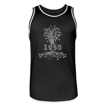 1950 Gaming Geburtstagsgeschenk, 1950 Gamer Geschenk - Männer Basketball-Trikot - Schwarz/Weiß - Vorne - AI Model Male 185 dark (185cm)
