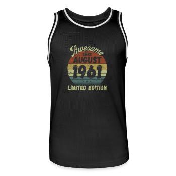 Awesome since August 1961 - Geburtstag - Männer Basketball-Trikot - Schwarz/Weiß - Vorne - AI Model Male 185 dark (185cm)