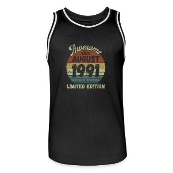 Awesome since August 1991 - Geburtstag - Männer Basketball-Trikot - Schwarz/Weiß - Vorne - AI Model Male 185 dark (185cm)