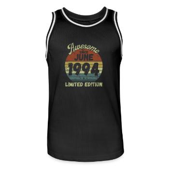 Awesome since June 1994 - Geburtstag - Männer Basketball-Trikot - Schwarz/Weiß - Vorne - AI Model Male 185 dark (185cm)
