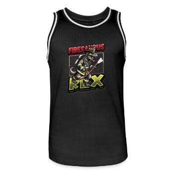 Firesaurus Rex Fire Brigade Aventure de dinosaures - Maillot de basket Homme - noir/blanc - Devant - AI Model Male 185 dark (185cm)