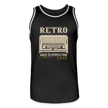 Retro 1946 Birthday Gift 1946 Vintage 1946 - Men's Basketball Jersey - black/white - Front - AI Model Male 185 dark (185cm)