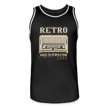 Rétro 1983 Cadeau Anniversaire 1983 Millésime 1983 - Maillot de basket Homme - noir/blanc - Devant - AI Model Male 185 dark (185cm)