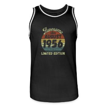 Awesome since August 1956 - Geburtstag - Männer Basketball-Trikot - Schwarz/Weiß - Vorne - AI Model Male 185 dark (185cm)
