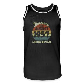 Awesome since August 1957 - Geburtstag - Männer Basketball-Trikot - Schwarz/Weiß - Vorne - AI Model Male 185 dark (185cm)