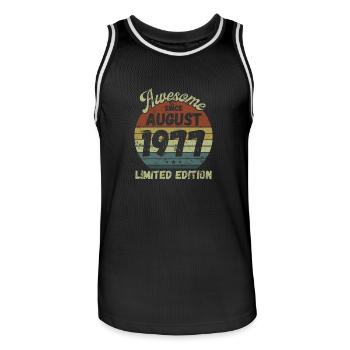 Awesome since August 1977 - Geburtstag - Männer Basketball-Trikot - Schwarz/Weiß - Vorne - AI Model Male 185 dark (185cm)